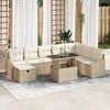 vidaXL Garten-Sofa-Set mit Kissen mit Speicher 9 pcs Beige Poly Rattan
