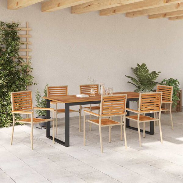 vidaXL Garten Essgruppe 7 pcs Beige Massivholz Akazie