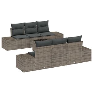 vidaXL Sofa Set mit Kissen 7 pcs Grau Poly Rattan