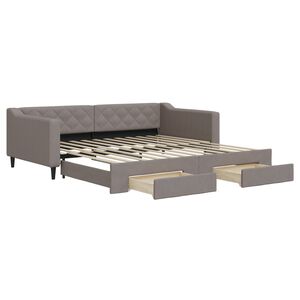 vidaXL Tagesbett Ausziehbar mit Schubladen Taupe 100x200 cm Stoff
