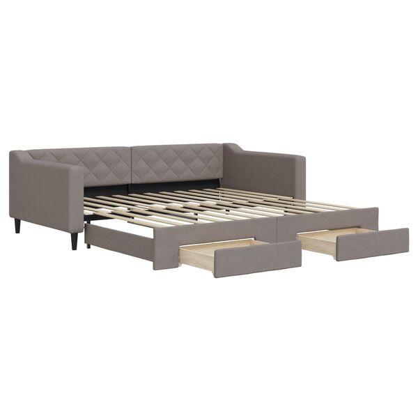 vidaXL Tagesbett Ausziehbar mit Schubladen Taupe 100x200 cm Stoff