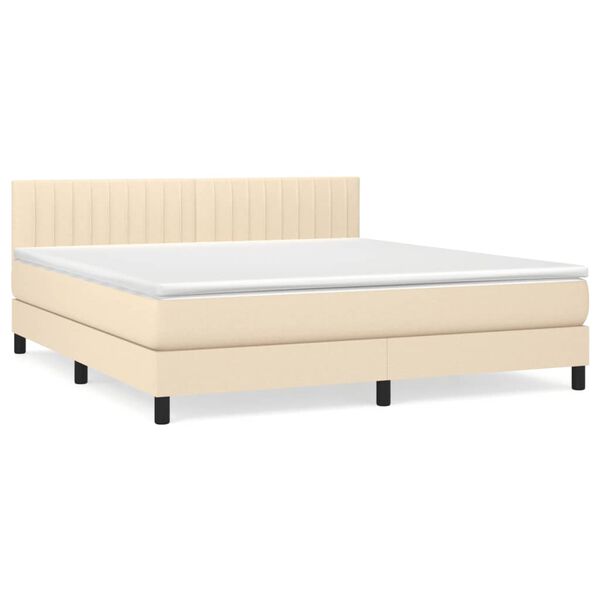 vidaXL Boxspringbett mit Matratze Creme 180x200 cm Stoff