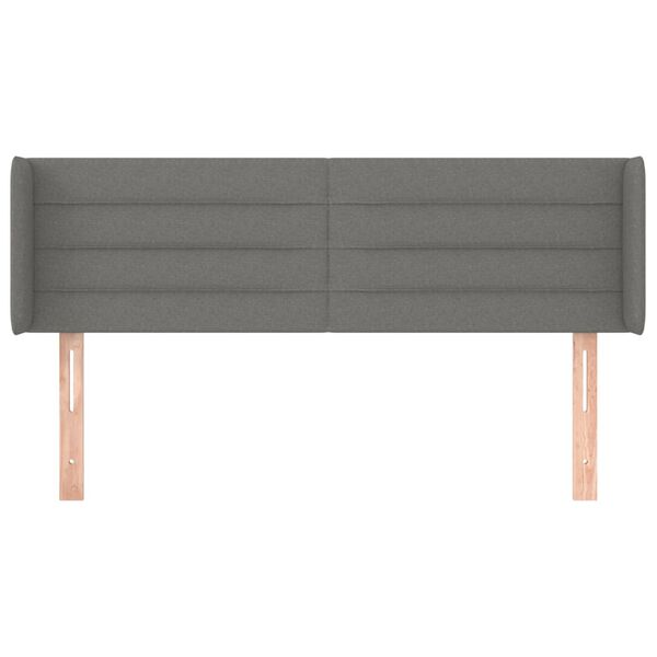 vidaXL Kopfteil mit Ohren Dunkelgrau 147x16x78/88 cm Stoff