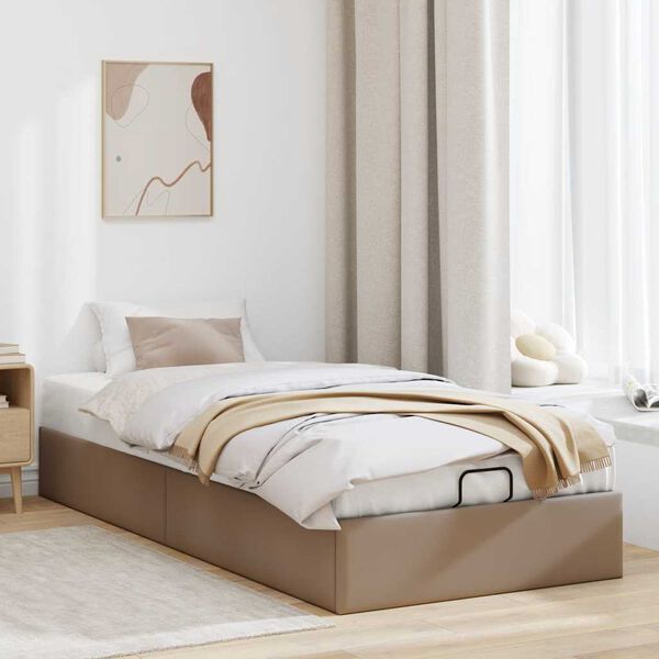 vidaXL Ottoman-Bett ohne Matratze Cappuccino-Braun 90x200cm Kunstleder