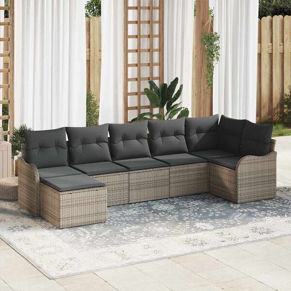 vidaXL Gartensofa-set Grau Poly-Rattan