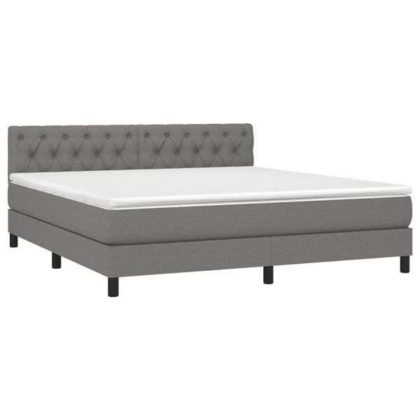 vidaXL Boxspringbett mit Matratze & LED Dunkelgrau 160x200 cm Stoff