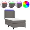 vidaXL Boxspringbett mit Matratze & LED Grau 90x190 cm Kunstleder