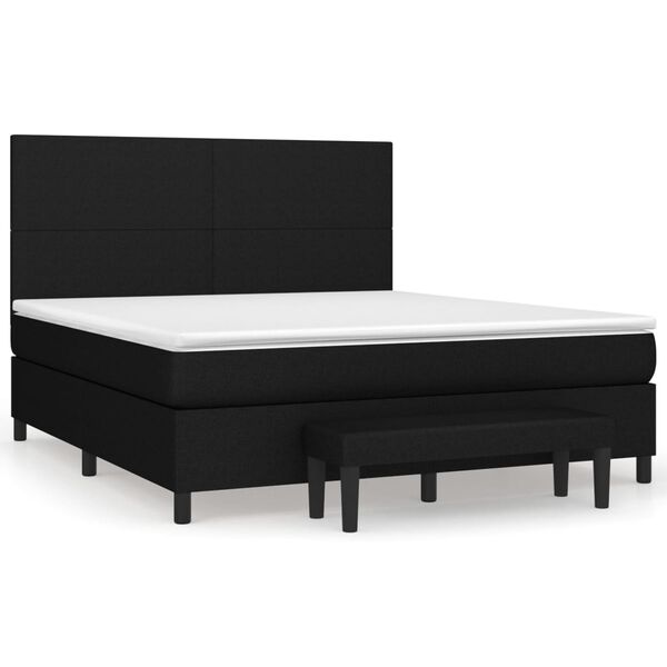 vidaXL Boxspringbett mit Matratze Schwarz 180x200 cm Stoff