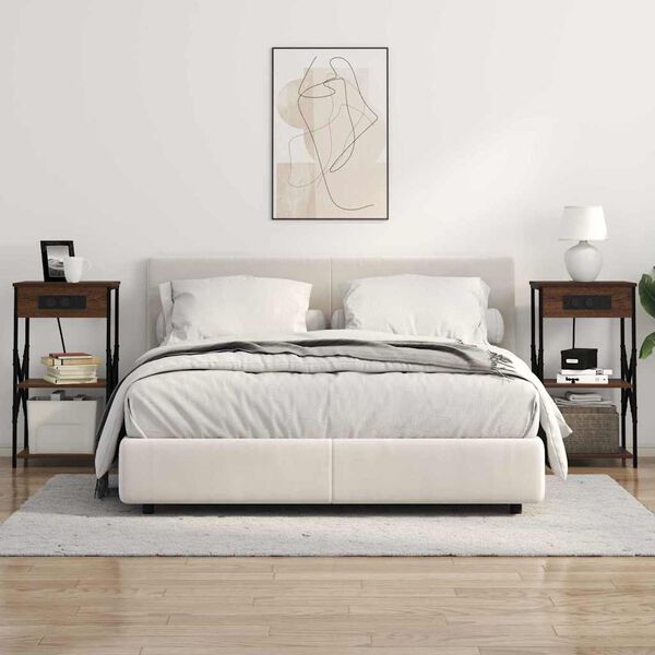 vidaXL Nachttisch mit Regal 2 pcs Braun Eichen-Optik 41 x 31 x 76 cm