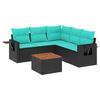vidaXL 6-teiliges Gartensofa-Set mit Kissen, schwarzes Polyrattan