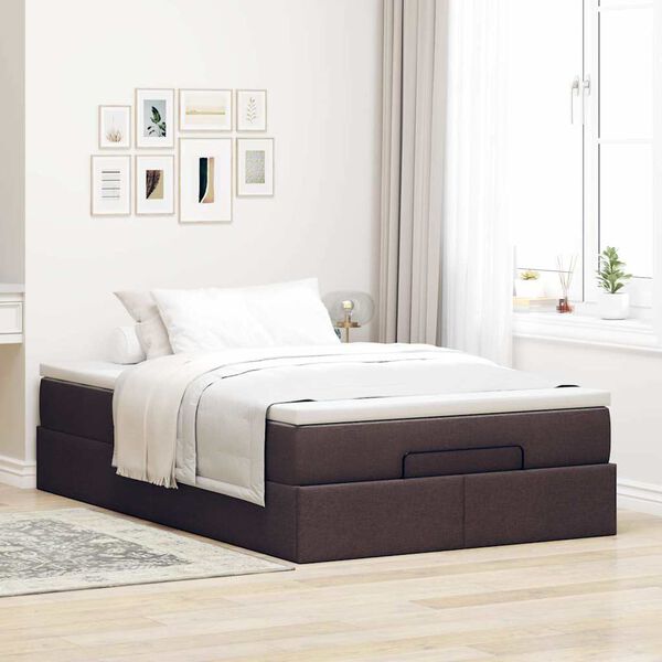 vidaXL Ottoman-Bett mit Matratze Dunkelbraun 120x200 cm Stoff