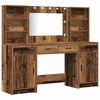vidaXL Schminktischset mit LED mit Regal 3 pcs Altholz Holzwerkstoff