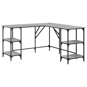 vidaXL Schreibtisch Grau Sonoma 139x139x75 cm Holzwerkstoff