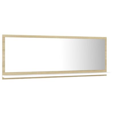 vidaXL Badspiegel Weiß und Sonoma-Eiche 100x10,5x37 cm Holzwerkstoff