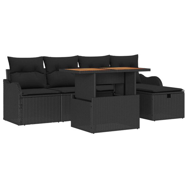 vidaXL Garten-Sofa-Set 6 pcs Schwarz Poly-Rattan