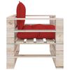 vidaXL Outdoor-Sofa Paletten mit Kissen in Rot Kiefernholz