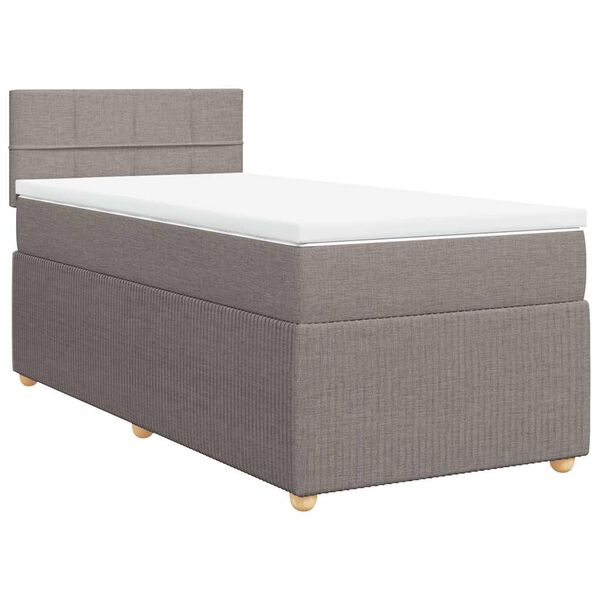 vidaXL Boxspringbett mit Matratze Taupe 90x200 cm Stoff
