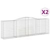 vidaXL Gabionen mit Hochbogen 2 Stk. 400x50x120/140cm Verzinktes Eisen