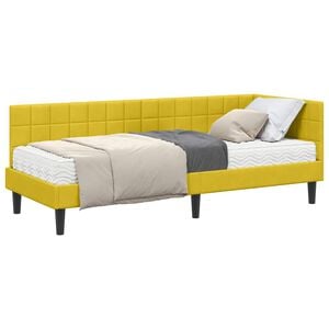 vidaXL Eckbettgestell mit Matratze 2 stk. Gelb 80 x 200 cm Samt