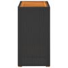 vidaXL Garten-Beistelltisch mit Holzplatte Schwarz Poly Rattan