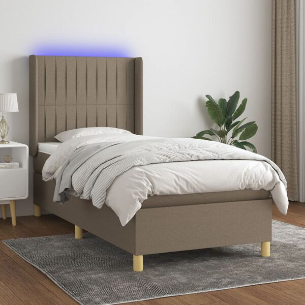 vidaXL Boxspringbett mit Matratze & LED Taupe 80x200 cm Stoff