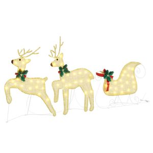vidaXL LED Rentiere 3 stk. Warmes Wei&szlig; 43 x 18 x 66 cm Stoff