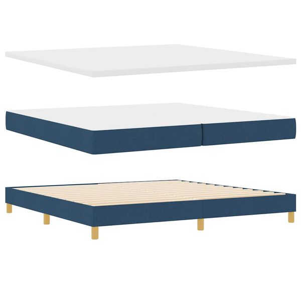 vidaXL Boxspringbett mit Matratze mit Kopfteil Blau 200 x 200 cm Stoff