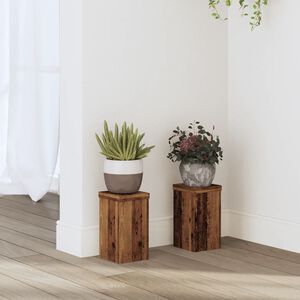 vidaXL Pflanzenst&auml;nder 2 Stk. Altholz-Optik 10x10x18 cm Holzwerkstoff
