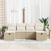 vidaXL Garten-Sofa-Set mit Kissen mit Speicher 6 pcs Beige Poly Rattan