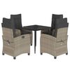 vidaXL 5-tlg. Garten-Essgruppe mit Kissen Hellgrau Poly Rattan