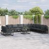 vidaXL Gartensofa-set mit Kissen 11 pcs Schwarz Aluminium