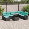 vidaXL 9-tlg. Garten-Sofagarnitur mit Kissen Grau Poly Rattan Akazie