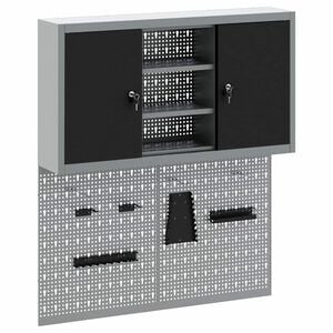 vidaXL Werkzeugschrank-Set 3 Stk. Schwarz Pulverbeschichteter Stahl