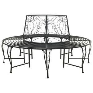vidaXL Baumbank 8-Sitzanzahl &Oslash; 160 x 89 cm Stahl Schwarz Rund