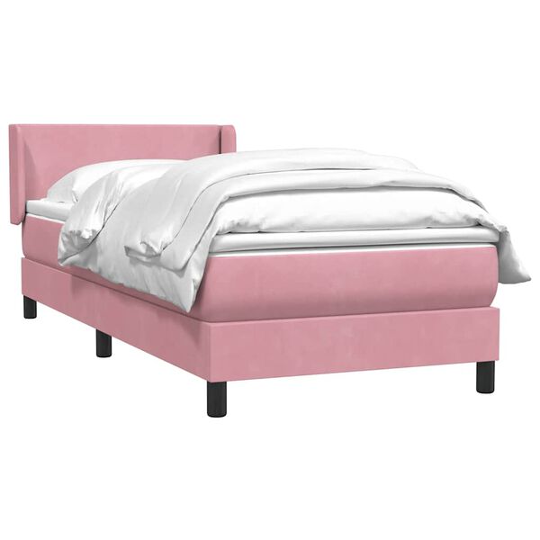 vidaXL Boxspringbett mit Matratze Rosa 100x220 cm Samt