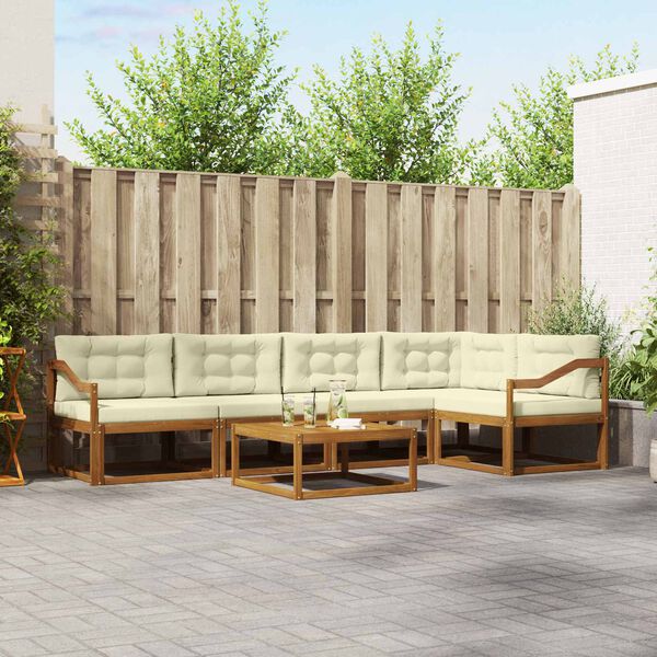 vidaXL Outdoor-Sofagarnitur mit Kissen 6 pcs Natur und Creme