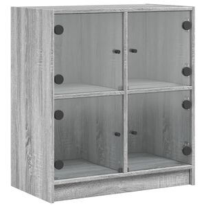 vidaXL Beistellschrank mit Glast&uuml;ren Grau Sonoma 68x37x75,5 cm