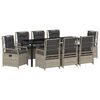 vidaXL Garten Essgruppe 9 pcs Hellgrau Poly-Rattan