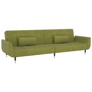vidaXL Schlafsofa 2-Sitzer mit 2 Kissen Hellgr&uuml;n Samt