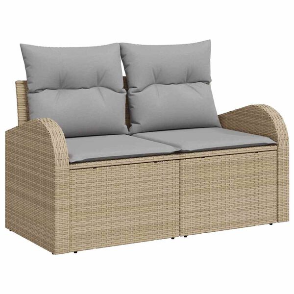 vidaXL Garten-Sofa-Set mit Kissen 6 pcs Beige Poly-Rattan