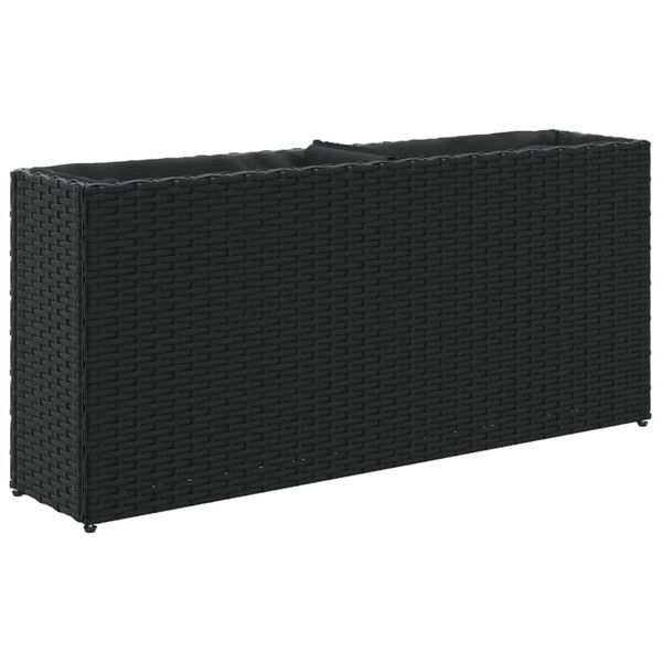 vidaXL Hochbeet mit 2 F&auml;chern Schwarz 90x20x40 cm Poly Rattan