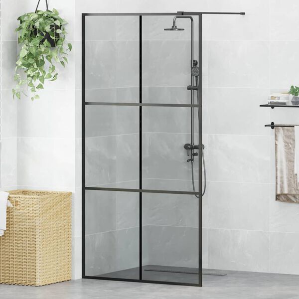 vidaXL Walk-in Duschwand Schwarz 100 x 195 cm Geh&auml;rtetes Glas