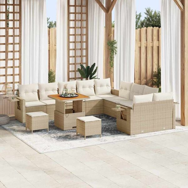 vidaXL Garten-Sofa-Set 13 pcs Beige Poly-Rattan