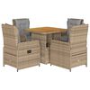 vidaXL 5-tlg. Garten-Essgruppe mit Kissen Beige Poly Rattan