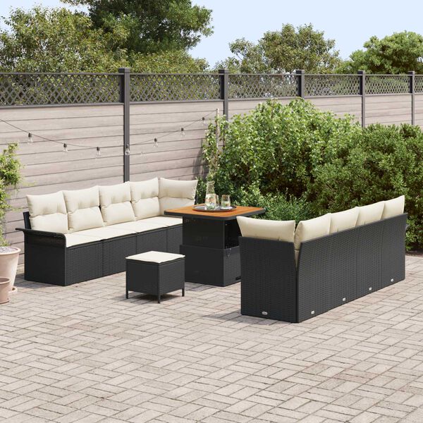 vidaXL Garten-Sofa-Set 11 pcs Schwarz Poly-Rattan