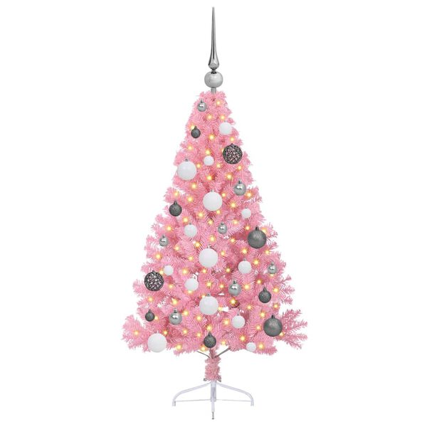 vidaXL K&uuml;nstlicher vorbeleuchteter Weihnachtsbaum Rosa 120 cm PVC