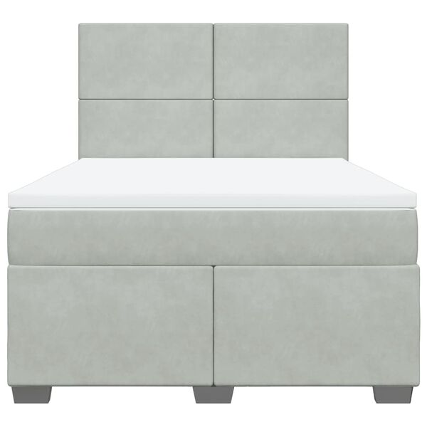 vidaXL Boxspringbett mit Matratze Hellgrau 140x200 cm Samt