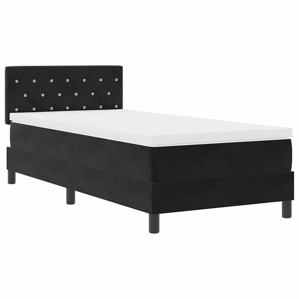 vidaXL LED Boxspringbett mit Matratze Schwarz 100 x 200 cm Samt