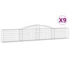vidaXL Gabionen mit Hochbogen 9 Stk. 400x30x60/80 cm Verzinktes Eisen
