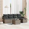 vidaXL Garten-Sofa-Set mit Kissen mit Speicher 6 pcs Grau Poly Rattan